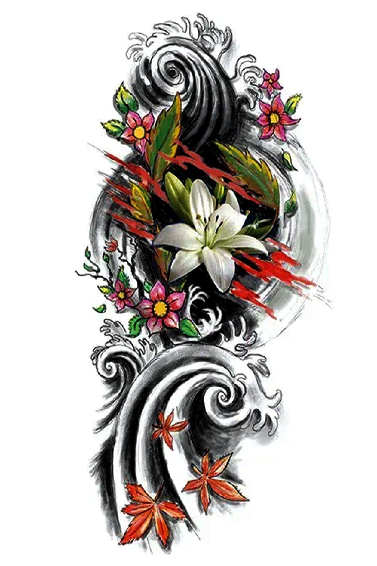 Flower and Swirl Tattoo Inspiration
