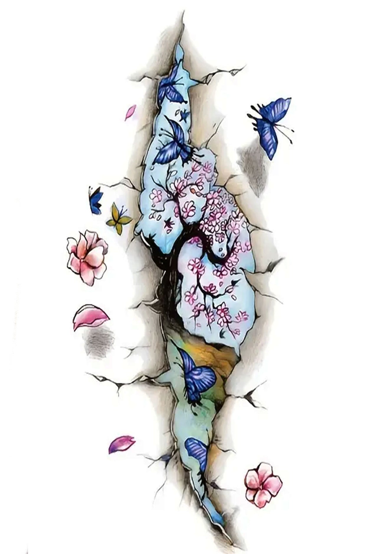 Spring is busting loose in this artwork; it can no longer hold back as blossoms and butterflies are free from winter; use this tag as inspiration for spring theme body art, incorporating more butterflies and flowers to finish the beautiful you.  Creatively wear this artwork on any part of your body, arm, leg, torso, or shoulder.