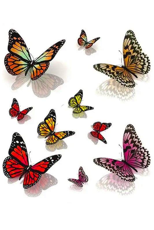 The coloring and shadowing of these ten butterflies makes it look as if a real butterfly is kissing your skin. Cut them and place them in different areas of your body, perfect for beach days!