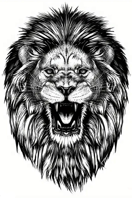 A lion symbolizes strength, courage, fearlessness, ferocity, and watchfulness. Spiritually he represents the light of the world and the great destroyer of darkness. Throughout the Bible, lions are representative of finding solutions, having patience, being independent, speaking up when it's needed, and being mindful. Wear this fearless tattoo on any body part as it is sized just right.