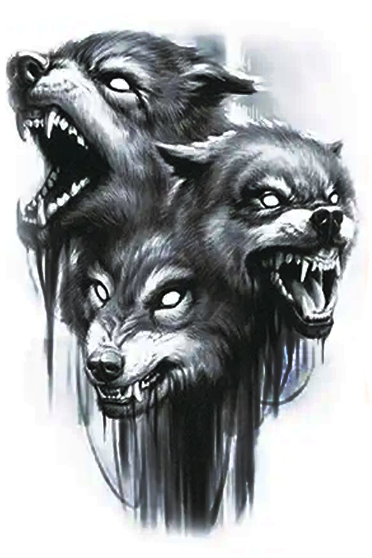 A pack of wolves represents loyalty, strong family ties, trust, good communication, understanding, and intelligence. A growling wolf represents a need to tell someone you dislike something and tell them precisely how you feel. With this pack of howling wolves, one is sure to listen. Make sure you have extra tats to share with your human wolf pack. Wear this display of loyalty on any body part. 