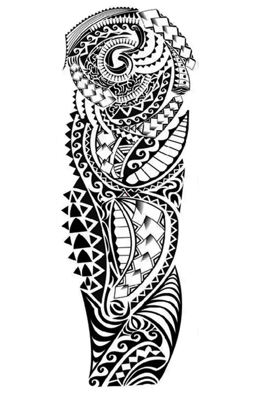 Tribal tattoos were some of the very first tattoos ever designed. Each design represented the tribe, and each line had meaning. This design has a Samoan influence. Most of the Samoan tribal tattoos symbolize peace, protection, and power. This design will start at your wrist and wrap the curve of your shoulder.