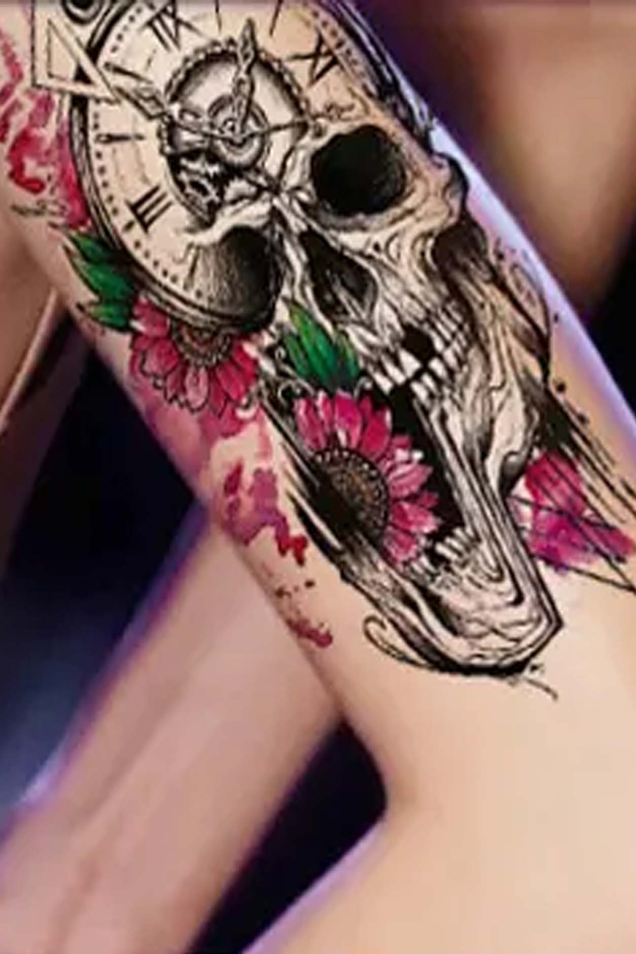 Scary Temporary Tattoos Men Pirate Tiger Skull Totem Fake Tattoo Sticker  Tatoos | eBay